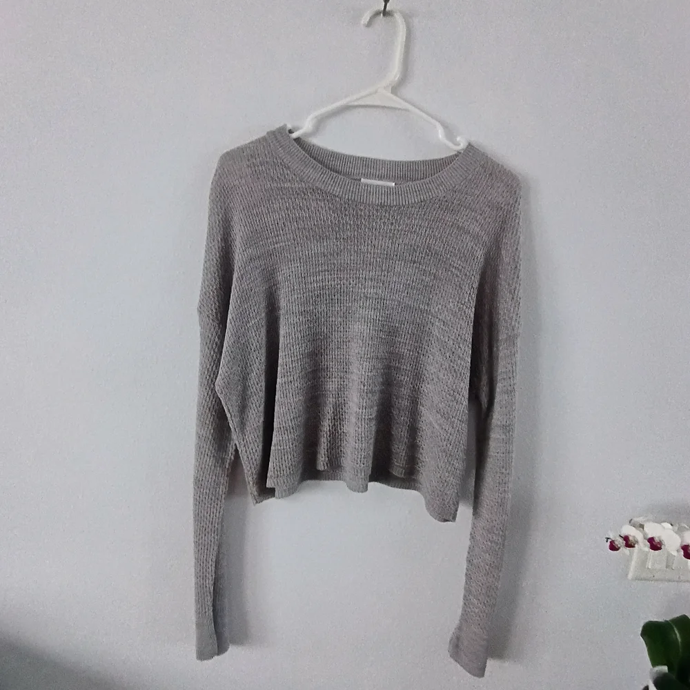 Abound Gray Cropped Knit Sweater XL Soft Minimalist Boxy Cozy Chic Top
